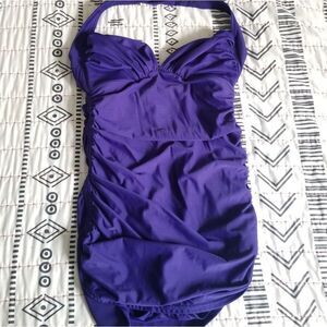 MagicSuit Purple Skirted One Piece Swimsuit Halter 8